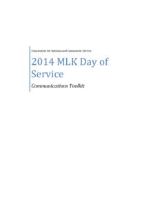 Corporation for National and Community Service[removed]MLK Day of Service Communications Toolkit