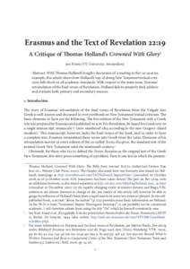 Erasmus and the Text of Revelation 22:19