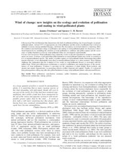 Annals of Botany 103: 1515– 1527, 2009 doi:aob/mcp035, available online at www.aob.oxfordjournals.org REVIEW  Wind of change: new insights on the ecology and evolution of pollination