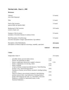 Marking Guide – Paper A – 2008 Disclosure Abstract (non-claim language[removed]marks