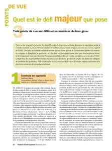 Quel est le défi majeur que pose la gestion d’une grande ville? - Matthew Maury, Kishore Mahbubani, et Ramesh Ramanathan et Swati Ramanathan - Finances et Développement Septembre 2007