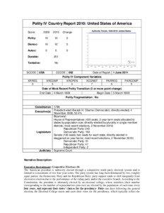 Polity IV Country Report 2010: United States of America Score: