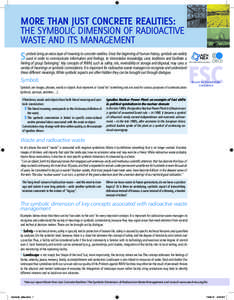 MORE THAN JUST CONCRETE REALITIES: THE SYMBOLIC DIMENSION OF RADIOACTIVE WASTE AND ITS MANAGEMENT S