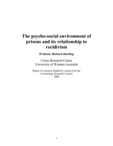 The psycho-social environment of prisons and its relationship to recidivism