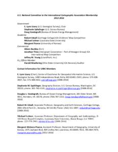 U.S. National Committee to the International Cartographic Association Membership[removed]Government E. Lynn Usery (U.S. Geological Survey), Chair Stephanie Sphalinger (U.S. Census Bureau) Doug Vandegraft (Bureau of Oce