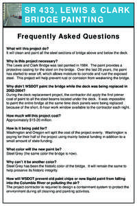 SR 433, Lewis & Clark Bridge Painting Frequently Asked Questions