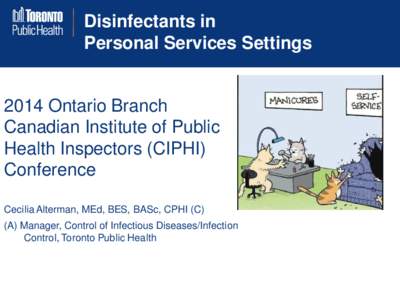 Disinfectants in Personal Services Settings 2014 Ontario Branch Canadian Institute of Public Health Inspectors (CIPHI)