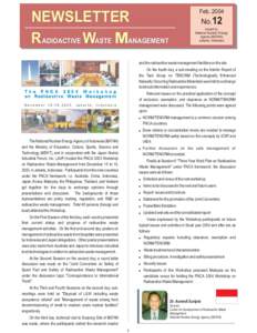 FebNEWSLETTER R ADIOACTIVE WASTE MANAGEMENT  No. 12