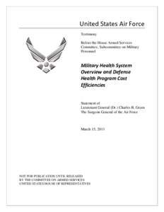 United States Air Force Testimony Before the House Armed Services Committee, Subcommittee on Military Personnel