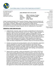 CALIFORNIA HEALTH FACILITIES FINANCING AUTHORITY  915 Capitol Mall, Suite 590 Sacramento, CA[removed]p[removed]f[removed]