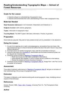 Reading/Understanding Topographic Maps — School of Forest Resources http://sfr.psu.edu/youth/sftrc/lesson-plans/earth-sciences/6-8/potato-mountain March 2, 2011