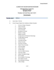 ILLINOIS STATE TEACHER CERTIFICATION BOARD MEETING AGENDA - June 9-10, 2011