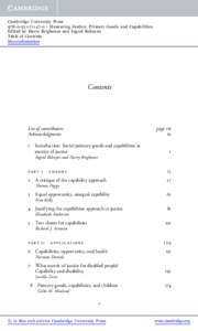 Cambridge University Press[removed]0 - Measuring Justice: Primary Goods and Capabilities Edited by Harry Brighouse and Ingrid Robeyns Table of Contents More information