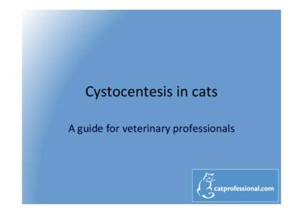 Cystocentesis in cats A guide for veterinary professionals Step 1: preparation • Equipment required – 5 or 10 ml syringe