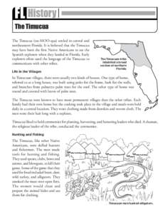 FL History The Timucua The Timucua (tee-MOO-qua) settled in central and northeastern Florida. It is believed that the Timucua may have been the first Native Americans to see the Spanish explorers when they landed in Flor