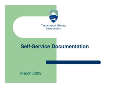 Self-Service Documentation  March 2009 Log In