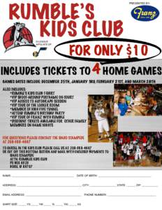 RUMBLE’S KIDS CLUB PRESENTED BY:  D-LEAGUE