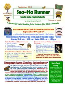 September[removed]Volume 15, Issue 9 9th Annual Mill-Luck Salmon Celebration September 8th and 9th