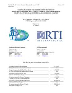 TEST/QA PLAN FOR THE VERIFICATION TESTING OF SELECTIVE CATALYTIC REDUCTION CONTROL TECHNOLOGIES FOR HIGHWAY, NONROAD, AND STATIONARY USE DIESEL ENGINES