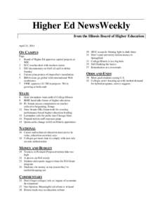 Higher Ed NewsWeekly from the Illinois Board of Higher Education April 21, 2011 ON CAMPUS Page