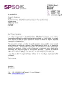 30 January 2012 Richard M Henderson Chair Scottish Committee of the Administrative Justice and Tribunals Committee George House 126 George Street