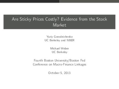 Are Sticky Prices Costly? Evidence from the Stock Market
