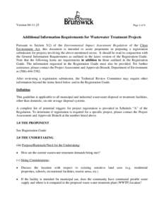 Version[removed]Page 1 of 6 Additional Information Requirements for Wastewater Treatment Projects Pursuant to Section 5(2) of the Environmental Impact Assessment Regulation of the Clean