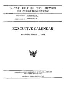 SENATE OF THE UNITED STATES ONE HUNDRED THIRD CONGRESS FIRST SESSION { SECOND SESSION {  CONVENED JANUARY 6, 1993