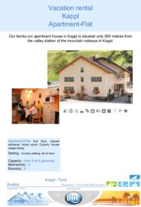 Kappl / Galtür / Vacation rental / Landeck District / Ischgl / Tyrol / Political geography / Geography of Austria / Geography of Europe / Cal / Calendaring software / Paznaun