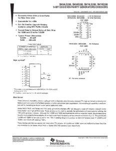 SN54LS280, SN54S280, SN74LS280, SN74S280 9-BIT ODD/EVEN PARITY GENERATORS/CHECKERS SDLS152 – DECEMBER 1972 – REVISED MARCH 1988