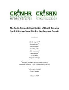 Socio-Economic Impact of the Northern Ontario School of Medicine