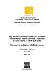 Developing Effectiveness KPIs from the NOCC Data: Technical & Conceptual Issues