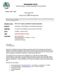 PROCUREMENT OFFICE 7 North Dixie Highway · Lake Worth, Florida 33460 · Phone: Posted: April 7, 2015  PUBLIC NOTICE