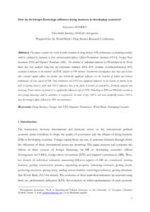 How far do foreign financings influence doing business in developing countries? Gaoussou DIARRA1 First draft: January, 2014 (do not quote) Prepared for the World Bank’s Doing Business Research Conference  Abstract. Thi