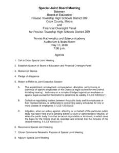 Adjournment / Proviso Township High Schools District 209 / Proviso Mathematics and Science Academy / Academi / Security / Illinois / War / Parliamentary procedure / Forest Park /  Illinois / Quorum