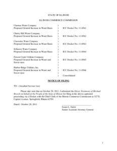 STATE OF ILLINOIS ILLINOIS COMMERCE COMMISSION Charmar Water Company Proposed General Increase in Water Rates  Cherry Hill Water Company