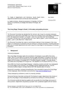 PERS[removed]PERSONNEL SERVICES University Offices, Wellington Square, Oxford OX1 2JD Director of Human Resources  To: heads of departments and institutions, faculty board chairs,