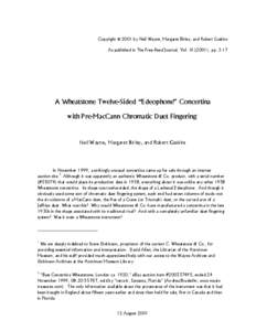 Copyright © 2001 by Neil Wayne, Margaret Birley, and Robert Gaskins As published in The Free-Reed Journal, Vol. III (2001), pp[removed]A Wheatstone Twelve-Sided “Edeophone” Concertina with Pre-MacCann Chromatic Duet F