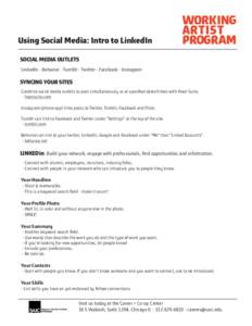 Using Social Media: Intro to LinkedIn  WORKING ARTIST PROGRAM