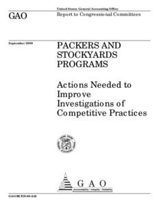 RCED[removed]Packers and Stockyards Programs: Actions Needed to Improve Investigations of Competitive Practices