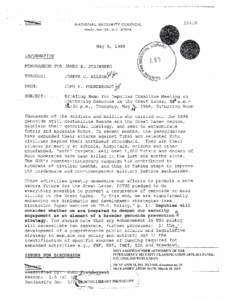 Briefing Memo for Deputies Committee Meeting on Countering Genocide in the Great Lakes, 2 a.m. [sic] – 3:30 p.m., Thursday, May 28, 1998, Situation Room, May 6, 1998