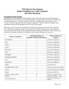 ITD Software Development Budget Guidelines for Toolset Upgrades[removed]Biennium Development Toolset Upgrades The ITD Software Development Division supports many software development tools and languages. ITD upgrades t