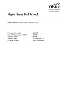 Maple Hayes Hall School Independent special school standard inspection report