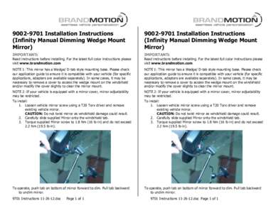 [removed]Installation Instructions (Infinity Manual Dimming Wedge Mount Mirror[removed]Installation Instructions (Infinity Manual Dimming Wedge Mount