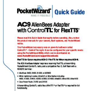 Quick Guide  MAKE IT POSSIBLE™ AlienBees Adapter with