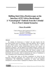 Shifting Italy/Libya borderscapes at the interface of EU/Africa borderland: a ‘genealogical’ outlook from the colonial era to post-colonial scenarios