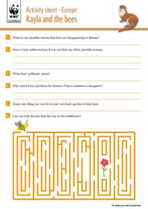 Activity sheet - Europe GO WILD DOWNLOAD Kayla and the bees  1