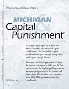 Michigan Constitutional History:  Capital punishment in Michigan