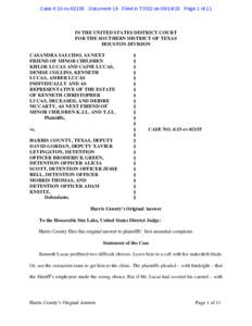 Case 4:15-cvDocument 19 Filed in TXSD onPage 1 of 11  IN THE UNITED STATES DISTRICT COURT FOR THE SOUTHERN DISTRICT OF TEXAS HOUSTON DIVISION CASANDRA SALCIDO, AS NEXT