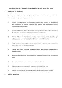 EHLANZENI DISTRICT MUNICIPALITY AFFIRMATIVE ACTION POLICY FOR 2012